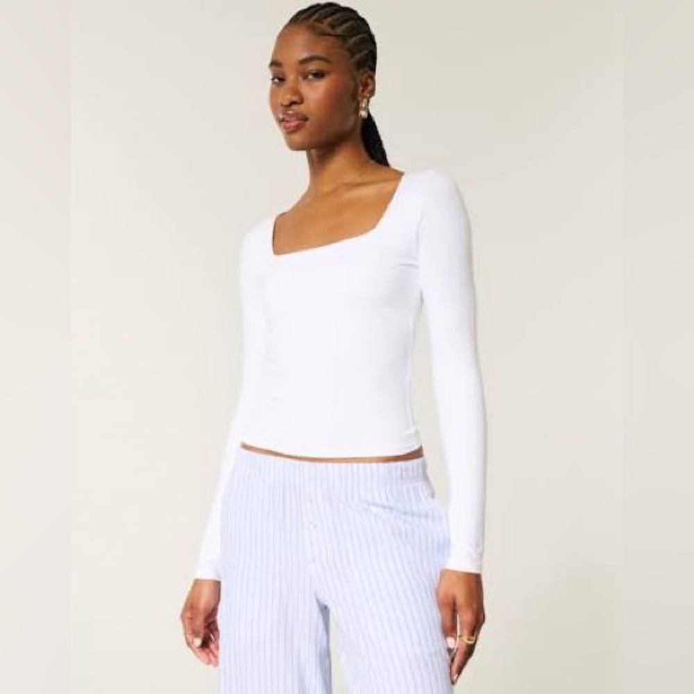 Hollister Women's Cream Long Sleeve Bodysuit